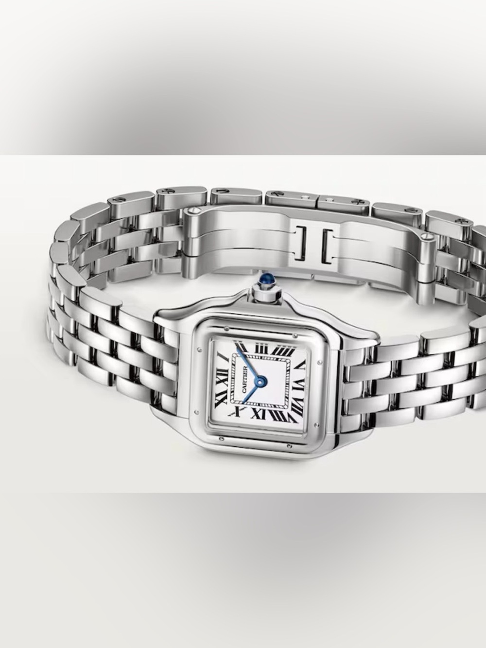 Cartier Silver Stainless Steel Women's Bracelet Watch with Blue Accents - Picture 3 of 13